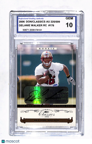 2006 Donruss Classics Delanie Walker 49ers #178 225/599 RC Auto Football Card