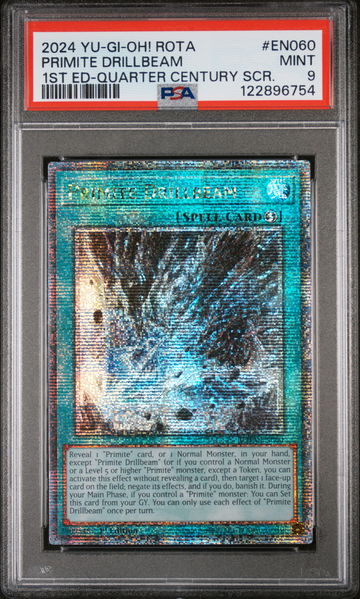 2024 Yu-Gi-Oh! #EN060 Primite Drillbeam 1st Ed-Quarter Century SCR. PSA 9
