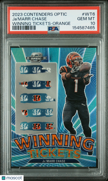 2023 Panini Contenders Optic Winning Tickets Ja'Marr Chase #WT6 Orange /50 PSA 10