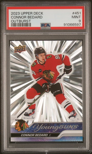 2023 Upper Deck Connor Bedard #451 Young Guns Outburst PSA 9