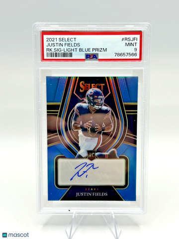 2021 Panini Select Justin Fields #RS-JFI Light Blue Prizm Parallel/Variety Rookie Insert PSA 9