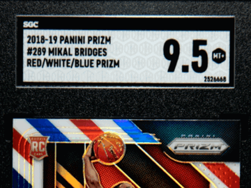 Graded 2018 Panini Prizm Mikal Bridges Phoenix Suns #289 Red White Blue Basketball Trading Card SGC 9.5