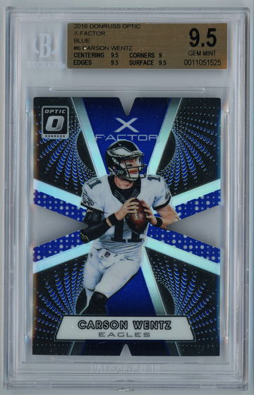 2016 Donruss Optic X-Factor Blue  /149 Carson Wentz BGS 9.5 Pop 2!!