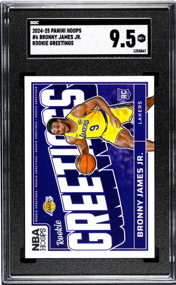 2024-25 Panini Hoops #6 Bronny James Jr. Rookie Greetings SGC 9.5