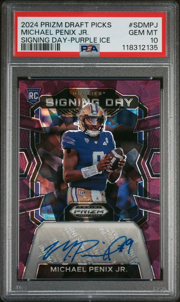 2024 Panini Prizm Draft Picks Signing Day Purple Ice Michael Penix Jr. #SDMPJ /99 PSA 10