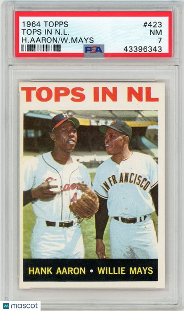 1964 Topps Tops In N. L. #423 H. Aaron W. Mays PSA 7
