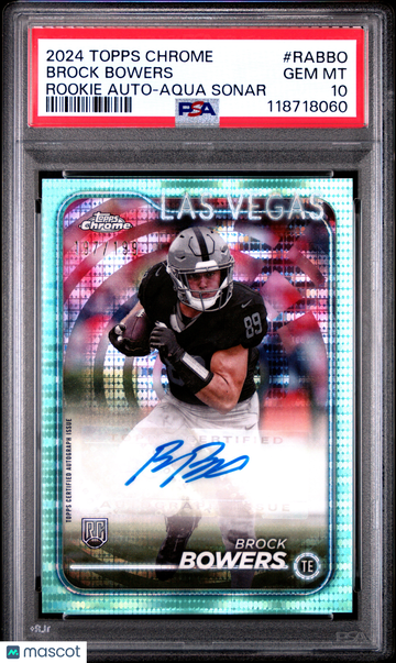 2024 Topps Chrome Rookie Autographs Variations Brock Bowers #RABBO Aqua Sonar PSA 10