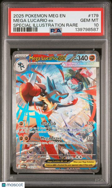 2025 Pokemon Meg EN-Mega Evolution Mega Lucario EX Special Illustration Rare PSA 10 #179