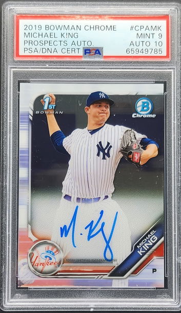 2019 Bowman Chrome Michael King on Card Auto PSA 9/ Auto 10