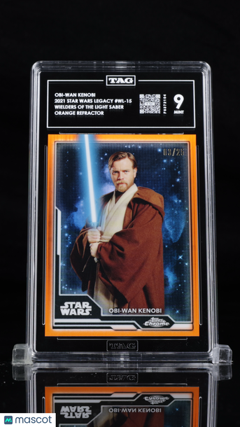 2021 Topps Chrome Star Wars Legacy Obi-Wan Kenobi #WL-15 Orange Refractor /25 TAG 9