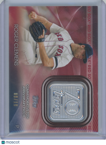 2021 Topps 70th Anniversary Patch Roger Clemens #T70P-RCL /10 70th Anniversary Patch