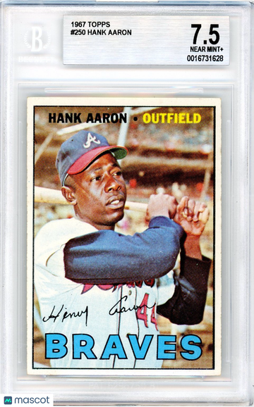 1967 Topps should be 1962 Second 1961 in stats Hank Aaron UER #250 /Second BGS 7.5