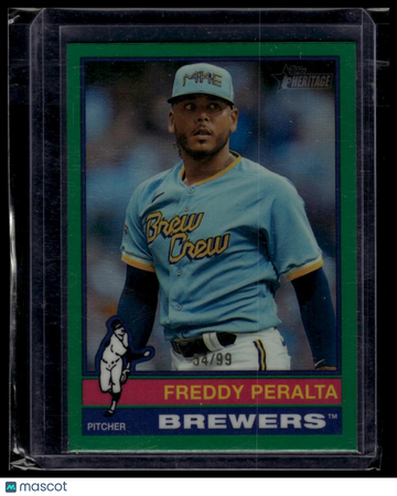 2025 Topps Heritage Freddy Peralta #76 Chrome Green Refractor SN