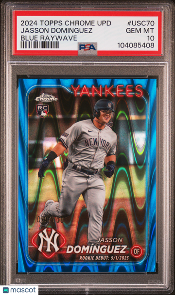 2024 Topps Chrome Update Jasson Dominguez #USC70 Blue Raywave /150 PSA 10