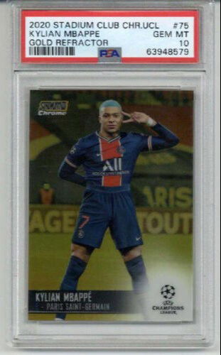 2020 TOPPS STADIUM CLUB CHROME UCL GOLD REFRACTOR #75 KYLIAN MBAPPE PSA 10