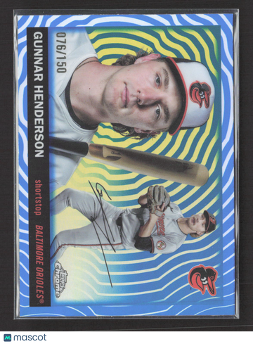 2025 Topps Chrome Gunnar Henderson #96 Blue RayWave 076/150 Auto