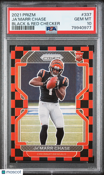 2021 Panini Prizm Ja’Marr Chase #337 Black & Red Checker Short Print Nicely Centered Mint Parallel/Variety Rookie Base S