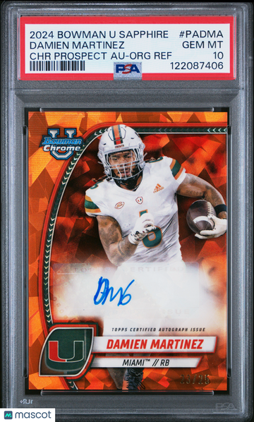 2024 Bowman U Chrome Bowman Chrome Sapphire Prospect Autographs Damien Martinez #PADMA Org Ref PSA 10 Bowman