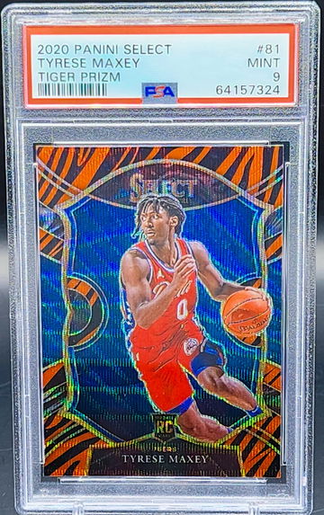2020 Select Tyrese Maxey Rookie Tiger Stripe Prizm PSA 9