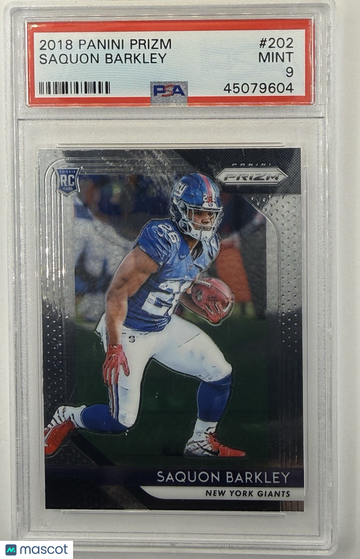 2018 Panini Prizm Saquon Barkley #202 Base Prizm PSA Graded Rookie Chase Base Set PSA 9