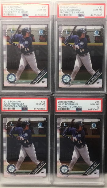 Julio Rodriguez Bowman chrome RC x4 psa 10