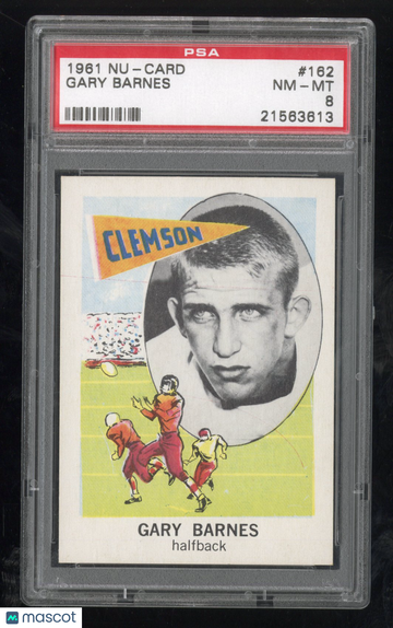 1961 Nu-Cards Football Stars Gary Barnes #162 PSA 8