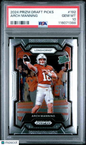 2024 Panini Prizm Draft Picks Arch Manning #192 Low Pop Rookie PSA 10