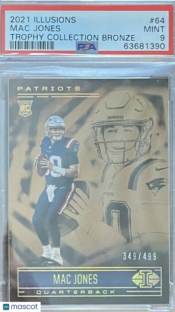 Mac Jones 2021 Illusions Trophy Collection Bronze Rookie #/499 Patriots RC PSA 9