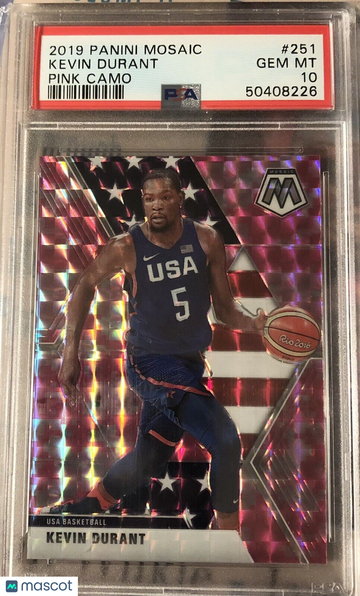 Kevin Durant 2019 Panini Mosaic PINK CAMO PSA 10 Gem Mint #251 Team USA POP 180
