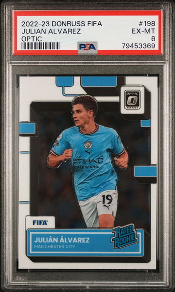 2022 DONRUSS PANINI FIFA OPTIC JULIAN ALVAREZ #198 RC PSA 6