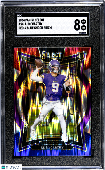 2024 Panini Select JJ Mccarthy #24 Red & Blue Shock Prizm SGC 8