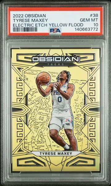 2022 Obsidian | Tyrese Maxey | Yellow Flood | 8/10 | PSA 10