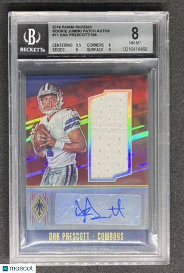 Dak Prescott 2016 Phoenix Rookie Jumbo Jersey Auto #/199 Cowboy RC BGS 8/10 Auto