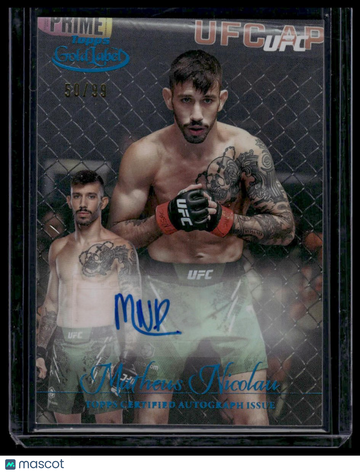 2024 Topps Gold Label UFC Matheus Nicolau #GLA-MNI Gold Label Autographs Blue SN,AU