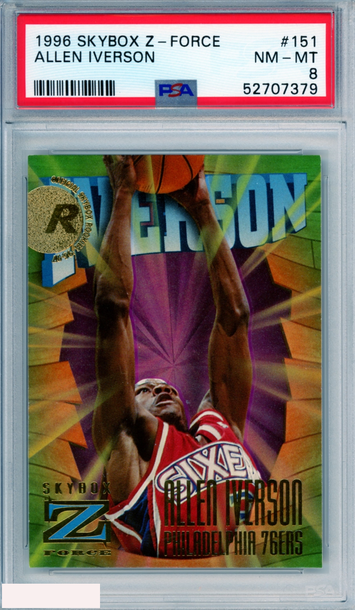 1996 SKYBOX Z-FORCE ALLEN IVERSON #151 ROOKIE HOF 76ERS RC PSA 8 NM-MT