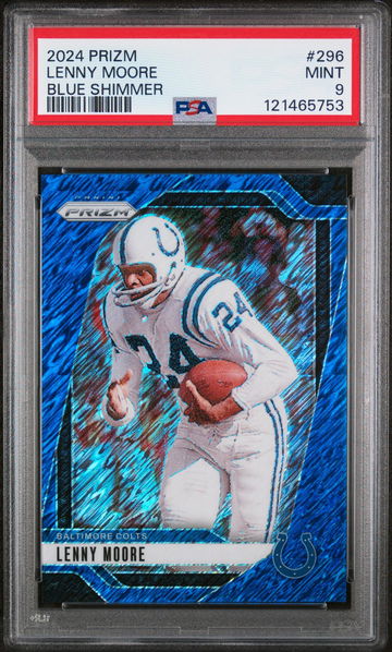 2024 Panini Prizm Blue Shimmer Lenny Moore #296 /25 PSA 9
