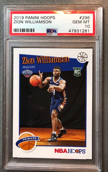 2019-20 NBA Hoops Zion Williamson Tribue PSA 10