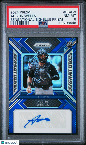 2024 Panini Prizm Sensational Signatures Austin Wells #SSAW Blue PSA 8