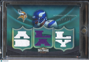 2010 Topps Triple Threads Adrian Peterson #TTR-125 Emerald /18 Triple Relic Game-used jersey relic
