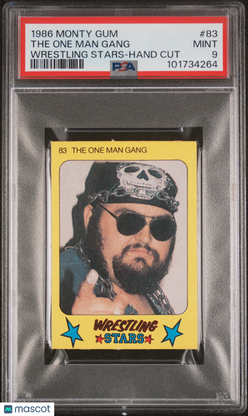 1986 Monty Gum Wrestling Stars-Hand Cut The One Man Gang #83 Rookie PSA 9