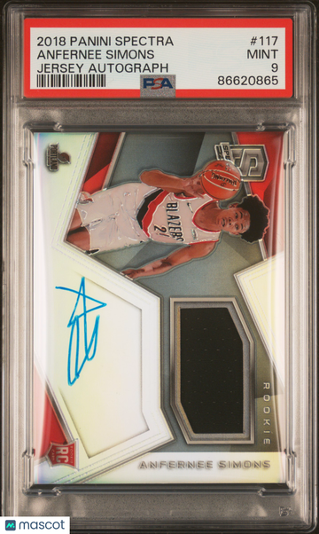 2018 Panini Spectra Anfernee Simons #117 Jersey Autograph PSA 9