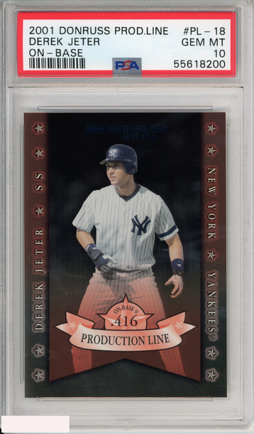 2001 DONRUSS PROD LINE DEREK JETER PL-18 ON-BASE YANKEES 173 OF 416 PSA 10 POP 4