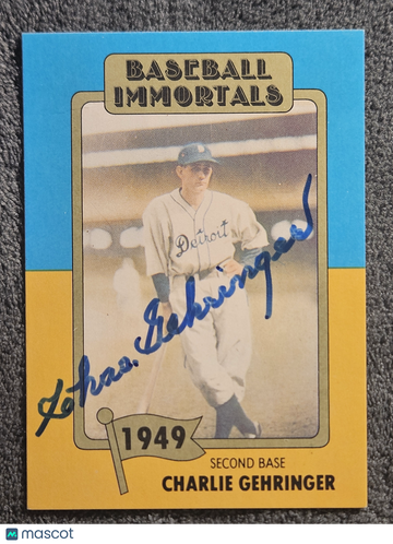 1980 Baseball Immortals Charlie Gehringer #57 HOF Signed Autograph Auto JSA