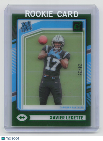 /25 2024 Panini Clearly Donruss Football Xavier Legette #66 Green Short Print Rookie
