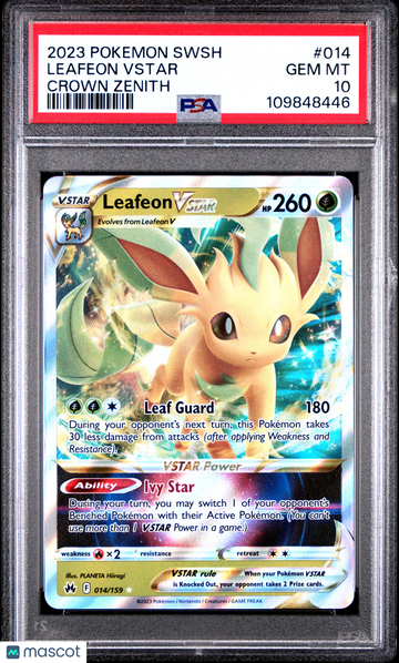 2023 Pokemon Sword And Shield Crown Zenith Leafeon Vstar Crown Zenith PSA 10 #014