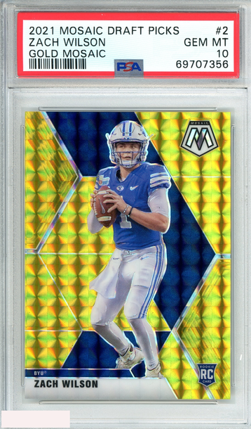 2021 PANINI MOSAIC DP ZACH WILSON #2 GOLD MOSAIC 2 OF 10 ROOKIE RC PSA 10 GEM MT