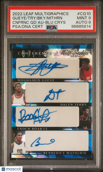 2022 Leaf Multigraphics Conference Quads Autographs Multiplayer #CQ10 Cnfrnc QD Blu Crys /500 PSA 9 Auto 9
