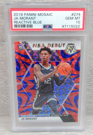 2019-20 Panini Mosaic NBA Debut Reactive Blue Prizm Ja Morant RC PSA 10 #274