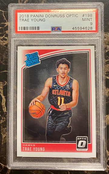 2018 panini Donruss optic Trae young #198 mint 9 psa *Scuffed case*