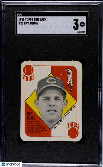 1951 Topps Red Back Ray Boone #23 SGC 3